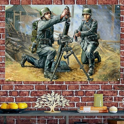 Poster und Drucke, Motiv: Deutsche 81 mm Mörser, Wandkunst, hängende Flagge, Militär-Kunstwerk, Wandteppich, Wandhintergrund, Dekor-Banner für drinnen und draußen