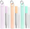 Tanhala Metal Reusable Travel Drinking Straw - 3 Pack Collapsible Stainless Steel Straws with Cleaning Brush & Silicone Tips Portable Telescopic Drinking Straws with Storage Case & Keychain Ring 3P4