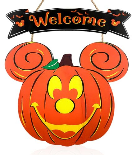 GreenYeah Couronne d'halloween, Panneau Suspendu d'halloween, Halloween Signe de Citrouille Panneau, Plaque Porte en Bois pour Halloween pour Cour, l'arbre, Porche Décor Murales Fenêtres