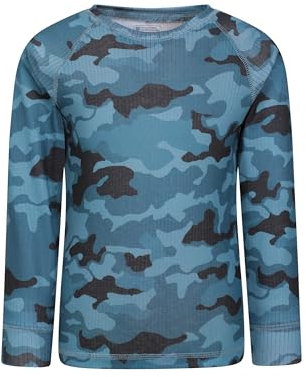 Mountain Warehouse Talus Printed Kids Baselayer Top - Breathable & Quick Wicking Shirt, Active wear, Boys & Girls - Spring, Summer, Camping, Outdoors & Travelling Navy (Printed 02) Kids Size 2-3 Years