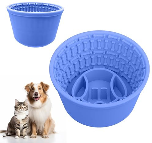 Zueyen Gamelle Anti-Fronde Pour Chien, Grande Gamelle Anti-Fronde Pour Chien, Silicone, Gamelle En Forme De Tonneau Pour Chien Jusqu'à 100°, Passe Au Lave-Vaisselle, Stoppe Les Flatulences (Bleu Ciel)