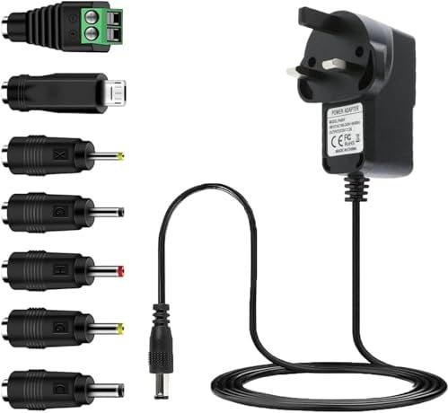 MaxSell 1A/2A/3A Power Adapter 12V Power Supply AC to DC Universal Adaptor for CCTV Camera Android TV Box Tablet Bluetooth Speaker and more Household Electronics, 2000mA Max (1A-7P)