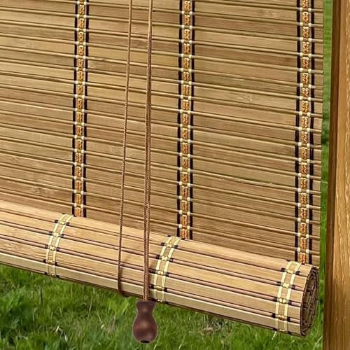 Tende a Rullo in Bambù Esterno,Tende Avvolgibili Per Filtrare La Luce,Cortina Di Bambù Per Finestre,Tenda a Pacchetto Tapparella Decorative Retrò,Tende Da Sole Per Interni,W×H-130×150cm(51*59in)