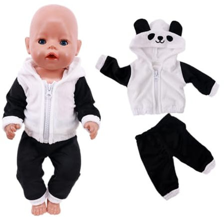 Codulu 18 Zoll amerikanische Puppenkleidung-Jacke mit Plüschhosen-Winterkleider-Zubehör für 43-46cm-2 Stück/Set-Schwarz