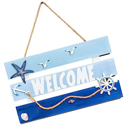 Cabilock Vivid Ocean Vows Tür-willkommensschild Im Mediterranen Stil Wandbehang Dekoration Holzhandwerk Haustürschild Zum Aufhängen Zufälliger Stil