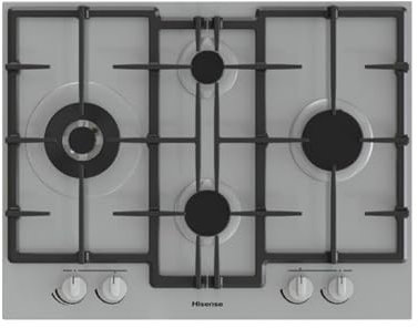 HISENSE GMED663X Plateau de cuisson au gaz 67 cm inox Grilles en fonte Easy Clean