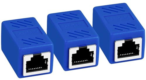 AXFEE RJ45 Coupler, 3Pcs RJ45-Couplers Female to Female, Cat6 Ethernet Cable Connector, LAN Network Connectors, Ethernet-Extender Adapter for Cat8/Cat7/Cat6/Cat5e/Cat5 (Blue)