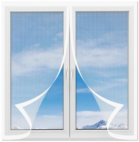 Insektenschutz für Fenster Nach Mass 124 x 136 cm Insektenschutz Fliegengitter Fenster mit Rahmen Ohne Bohren Kinderleichte Montage für Balkonfenster Terrassenfenster, Weiß
