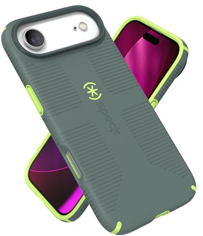 Speck CANDYSHELL Grip +MS Case for iPhone 17 Air - NEO DRAB/Glow Green | Slim Protective Grip | Drop Protection | MagSafe Compatible