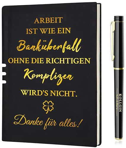 Dankeschön Geschenke für Kollegen,A5 Leder Notizblock Kleine Geschenke für Kollegen Lehrer Inspirierend,Geschenke für Kollegen Notizblock Beste Danke Geschenk Kollegen Abschiedsgeschenk (Schwarz-1)