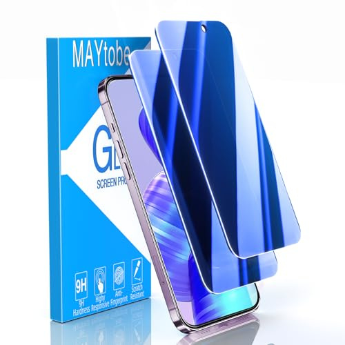 MAYtobe 2 Pack Blue Privacy Screen Protector for iPhone 17 | Tempered Glass Anti Spy, Colorful Blue, Anti-Scratch, No Bubbles, Anti Fingerprint