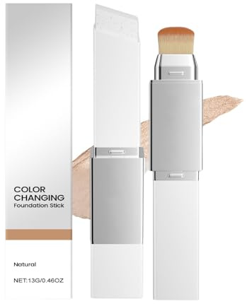 Color Changing Foundation Stick 2in1 mit Bürste, Essence Foundation Stick für volle Abdeckung & natürlichen Teint, Leichtgewicht Make Up Sti-ck, Kosmetik Founda-tion Make Up für Täglichen Use(Natural)