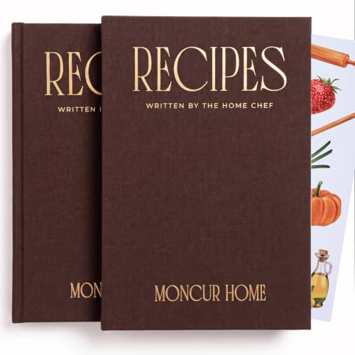 Moncur hem receptbok att skriva i dina egna recept tom receptbok brunt linne med 2 klistermärken ark recept anteckningsbok kokbok recept dagbok kock gåvor gör din egen anteckningsbok