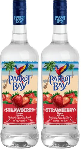 Parrot Bay Rum, Flavoured Strawberry Rum, 70cl, 21% ABV, Natural Strawberry Flavour, Sweet and Refreshing Notes, Produced in the Caribbeans, Ideal for Tropical Cocktails, Gift Idea (Pack of 2)