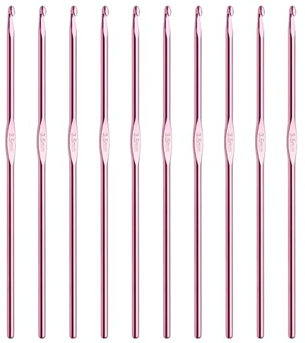 10Pcs 3.5mm Aluminum Crochet Hook Crochet Hook Knitting Needles for DIY Yarn Craft Contribute to Beginners Pink