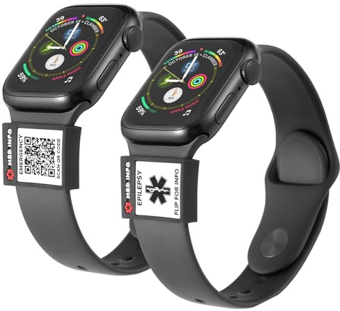MYLUCKYTAG Medizinisches ID-Etikett mit QR-Code – Schutzhülle für medizinische ID-Armbänder von Apple Watch oder Fitbit Medical ID Band – Medizinischer Alarm – kostenloses Online-Notfallprofil