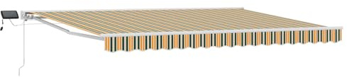 vidaXL Manueller Markisenrahmen mit LEDs Grün, Gelb, Weiß 4,5 × 3 m, Verstellbare Sonnenschutzplane, Outdoor-Pavillon, LED-Schatten, moderner Garten-Schirm, wetterfesten Terrassenschutz