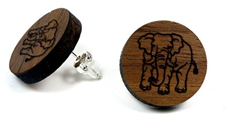 NaturSchatulle Holzohrringe Gravur Motive Holzschmuck Holz Ohrringe 925 Sterling Silber natürliche Ohrschmuck Ohrstecker Damen