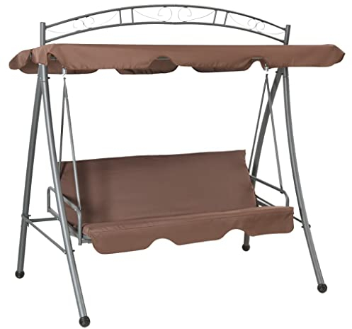 vidaXL Gartenschaukel mit Sonnendach Kaffeebraun Hollywoodschaukel Gartenmöbel