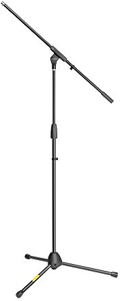 Adam Hall Stands S 10 B - Mikrofonstativ mit Galgen und Glocken-Schnellverriegelung, bis zu 1,6 m verstellbar, schwarz