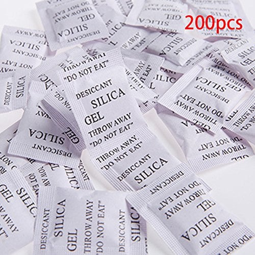 Tookie Silica Gel Sachets, 200 Pack x 1g Multi-Purpose Drying Bags, Moisture Absorber, Dehumidifier, Mould, Odours