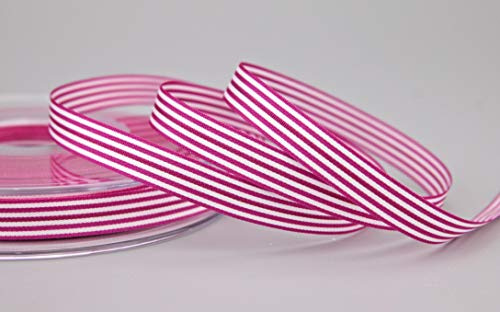 finemark Dekoband (0,55€/m) Stripes PINK 9 mm x 25 m (Rolle) Streifen Geschenkband Schleifenband Stoffband gestreift elegant Geschenkverpackung Geburtstag Ostern Dekoration Premium Band Karten