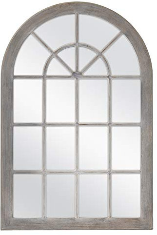 MCS Pared arqueada de ventana de campo, gris, espejo de tamaño total de 24 x 36 pulgadas,