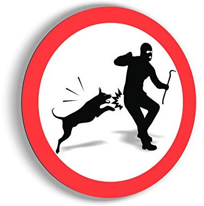 imaggge.COM Panneau Attention Chien - Voleur - Rond 15 cm - Ultra résistant - Aluminium (Pas PVC) - Chien méchant, Chien de Garde - pour Mur, Poteau, clôture.