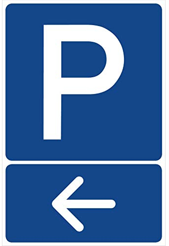 Parkplatzschild Pfeil links Parken Schild Blau 30 x 20 x 0,3 cm Kunststoff Parkplatzmakierung Parken Parkplatzschilder Parkplatz Hinweisschild, Verbotsschild, Parkplatz Freihalten