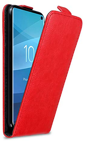 cadorabo Case works with Samsung Galaxy S10 in APPLE RED - Flip Style Case with Magnetic Closure - Wallet Etui Cover Pouch PU Leather Flip