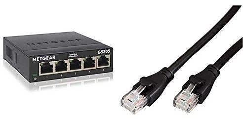 Netgear GS305-300PES Switch Ethernet Métal 5 Ports Gigabit (10/100/1000) et Abordable pour Les Entreprises et Bureaux à Domicile & Amazon Basics Câble réseau Ethernet RJ45 catégorie 6-3 m