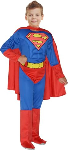 Ciao- Superman costume disguise boy official DC Comics with padded muscles