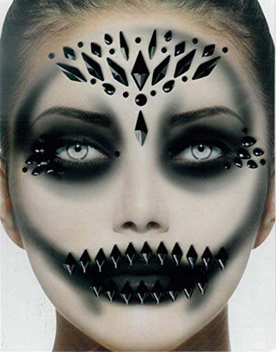 Brandsseller Gesichts-Tattoo Halloween - Aufkleber Set Klebetattoos Temporäre Tattoos Halloween/Karneval Black