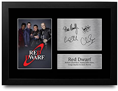 HWC Trading FR A4 Craig Charles Chris Barrie Robert Llewellyn Danny John-Jules Red Dwarf - A4 Framed Geschenke Gedruckt Signiert Autogramm Bild Für Fernsehen Zeigen Fans