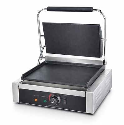Ristoattrezzature - Piastra Panini Elettrica Singola - Liscia/Liscia - Griglia Professionale per Ristoranti e Bar - 42,5x37x21 cm - 2.2 kw