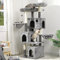 MSmask Arbre à Chat pour Chats, Tour à Chat avec 2 Plates-Formes et 3 grottes, Arbre d'escalade Stable
