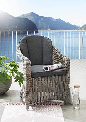 Destiny Gartensessel Malaga 2er Set, Polyrattan + Aluminium, Vintage grau