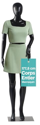 SereneLife Damen-Puppenmodell, 175 cm hoch, Realistisch, Verstellbare Arme und Beine, Drehbarer Kopf, Abnehmbarer Standfuß, Schwarz