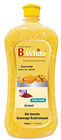 B White Gel Douche Gommage Ecaircissant | Curcuma avec du Safran | 1000 ml | Turmeric with Saffran Shower Gel