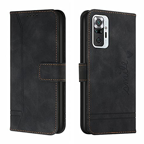 Trugox Handyhülle für Xiaomi Redmi Note 10 Pro Hülle Klappbar Klapphülle mit Kartenfach Handytasche Handy Schutzhülle Tasche Leder Wallet Flip Case Slim Book Cover - Schwarz