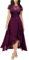 MIUSOL Women's Elegant Floral Lace Ruffle Evening Formal Wedding Guest Party Maxi Dress (XX-Large, Magenta)