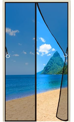 Zanzariera Porta Magnetica, (663 Taglie) 90x260cm Tenda Anti-zanzare Totalmente Magnetica Auto Chiusura Resistente, Zanzariera con Magnete e Fibbia per Porta Finestra/Balcone Nero