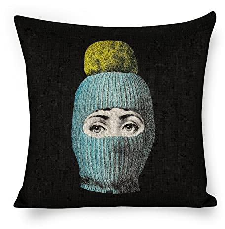 JPSilver Lina Cavalieri Kissenbezug, Baumwoll-Leinen, Dekoratives Kissen, Quadratisch, Kunst, Personalisiertes Auge, 45 x 45 cm (H27)