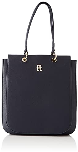 Tommy Hilfiger Women TH Emblem Work Tote Bag with Zip, Blue (Space Blue), One Size