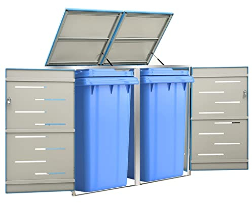 INLIFE Cache-poubelle pour 2 poubelles en acier inoxydable 9567 138 x 77,5 x 115,5 cm