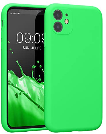 kwmobile Case Compatible with Apple iPhone 11 Case - Slim TPU Silicone Phone Cover - Soft Touch Finish - Neon Green