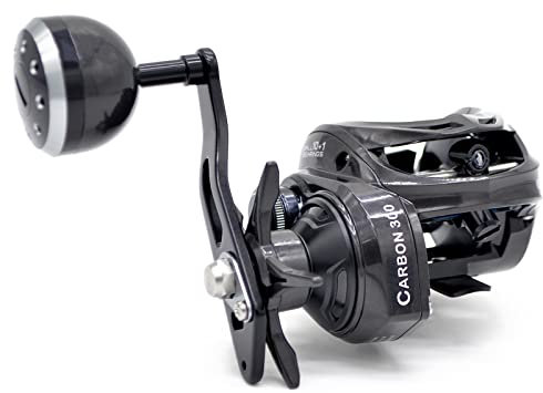 CAMEKOON Carbon 300 Baitcasting Angelrolle, hohe Schnurkapazität, Baitcast-Rollen, 6.3:1 Übersetzung, 10 + 1 Edelstahl-Kugellager, magnetische Bremsen, Karbonfaserrahmen und Seitenabdeckungen