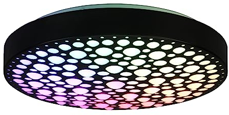 Reality Leuchten LED Deckenleuchte Chizu R67161132, Kunststoff Schwarz matt, inkl. 22 Watt Rainbow LED, Fernbedienung, Dimmer, Farbwechsel, Nachtlicht