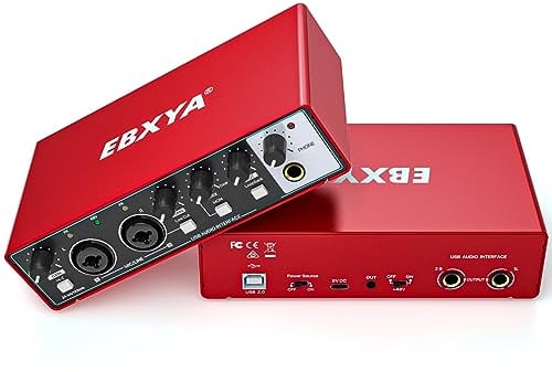 USB Audio Interface, EBXYA 24-Bit/192 kHz USB Soundkarte für Mac, PC, Phone, Mit MIC/XLR/Line Eingängen, High Fidelity XENYX Mic Preamps für Recording, Streaming und Podcasting