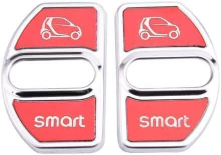 VOLBOZ 4 Pezzi Acciaio Inox Coperchio Serratura Porta Auto per Smart 450, Auto Door Lock Protector Caps, Prova di Polvere e Acqua Antiruggine Auto Accessori